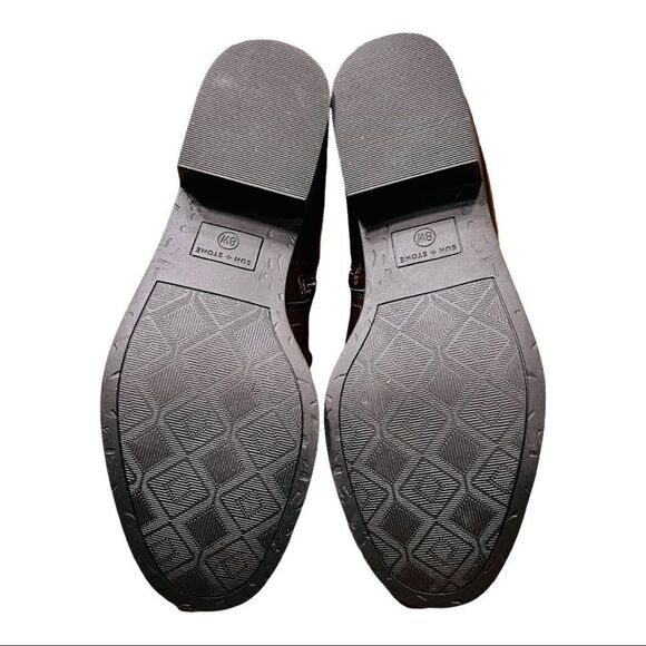 Sun + Stone Boots Womens 8M Brown Cadee Ankle Booties Zip Almond Toe Leather - Picture 8 of 11